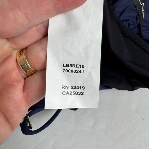 La Blanca Navy White Sea Scallops Multi-Strap Plunge One Piece Swimsuit Sz 12 - Picture 8 of 9